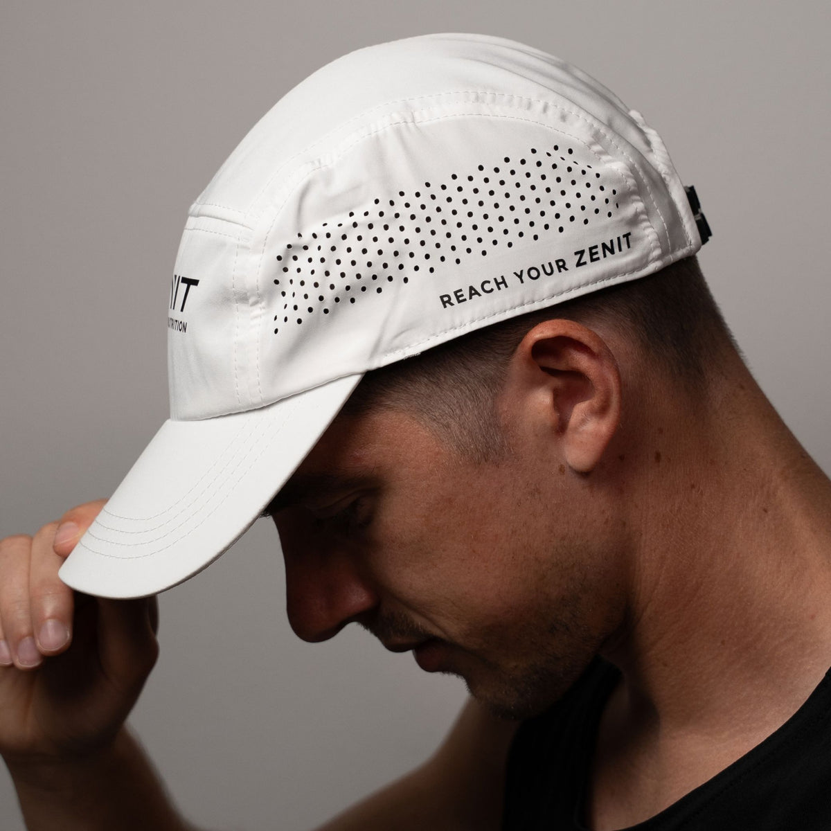 White Zenit Performance Cap side view
